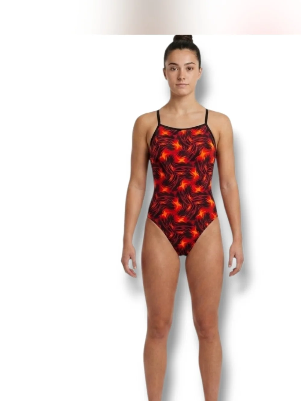 SPEEDO Women’s Black & Red Open-Back Vintage Competitive One-Piece Swimsuit